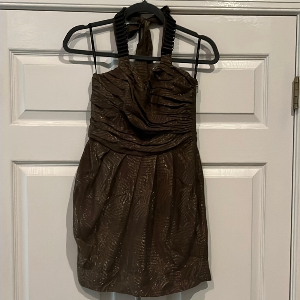 Elegant Olive Green Halter Dress